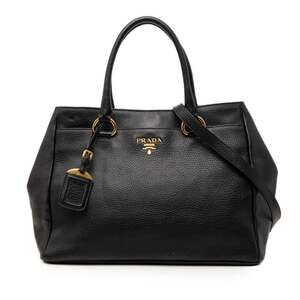 Prada Handbag Shoulder Bag 2WAY Black Vitello Daino Leather Women's PRADA
